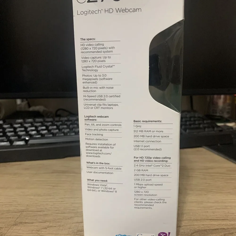 Logitech C270 Webcam HD 720p Widescreen for Video Calling and Recording NEW